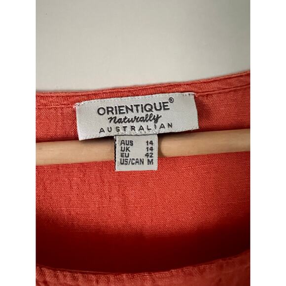 Orientique Naturally Australian Orange Asymmetrical Trapeze Linen Cotton M - Picture 4 of 7